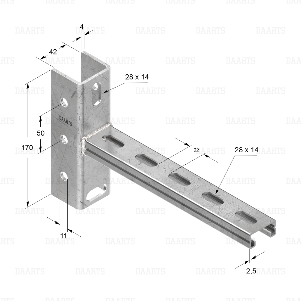 с размерами Консоль 41х21 2.5 DS MQL KU